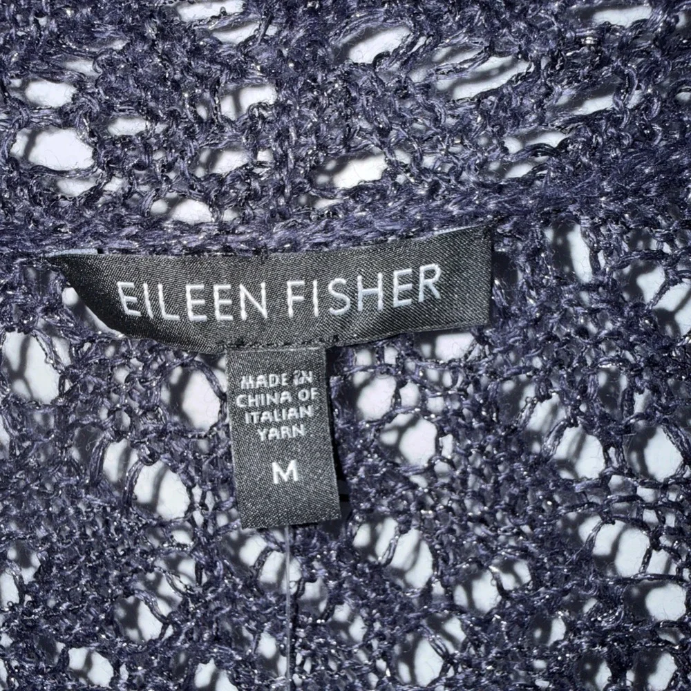 eileen fisher cardigan Sz Med Linen Metal Diagonal $238 New NWT Wedding Navy Bl - Picture 6 of 12
